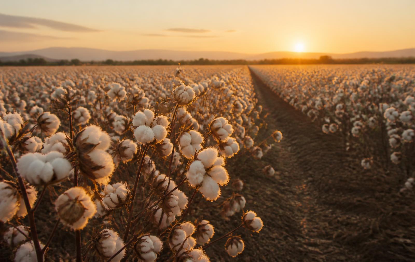 Cotton field at golden hour